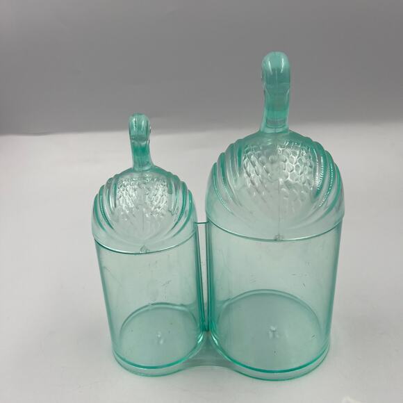 Vintage Duo Swan Makeup Bathroom Organizers Acrylic Light Blue MCM Art Deco - Picture 7 of 12